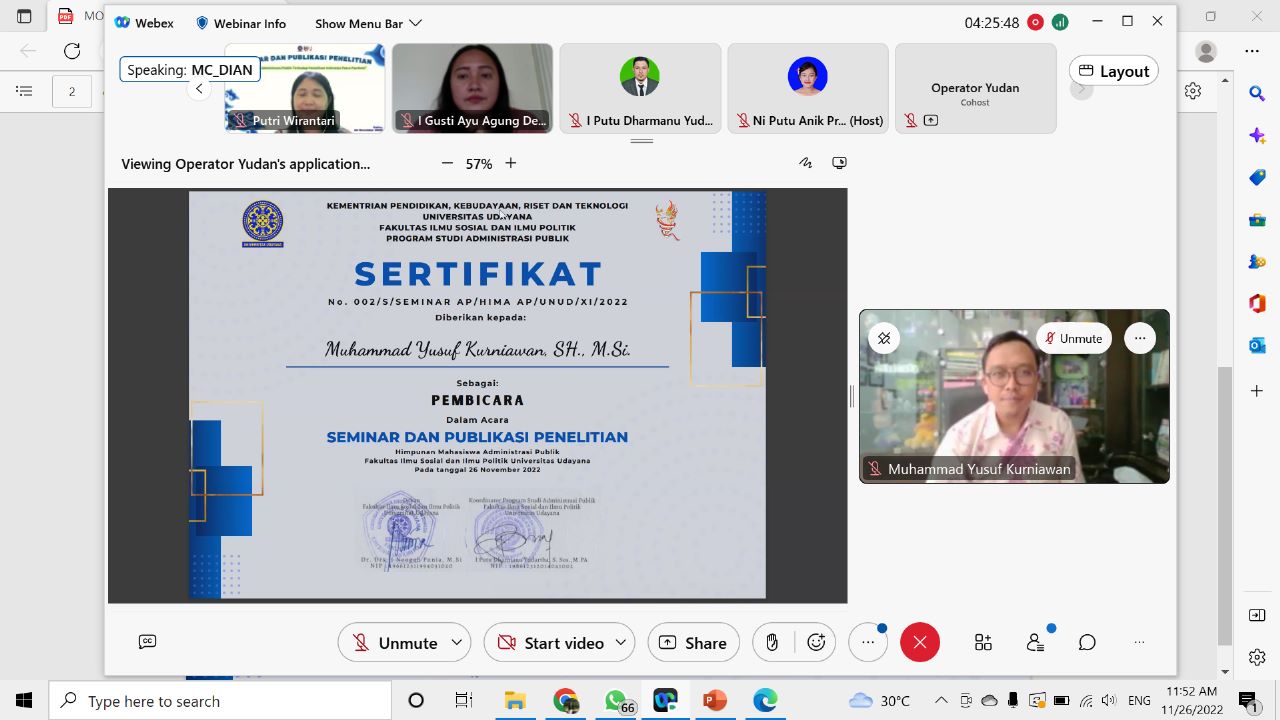 [Examining Public Administration Contributions to  Post-Pandemic Recovery, Public Administration Udayana University Holds Webinar by Presenting Five Speakers]